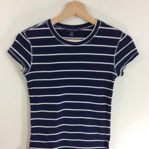 Ralph Lauren Striped Navy and White Fitted Tee